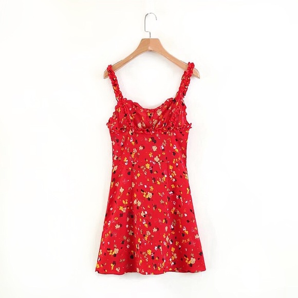 * RESTOCKED * red floral slip dress - Picture 4 of 5